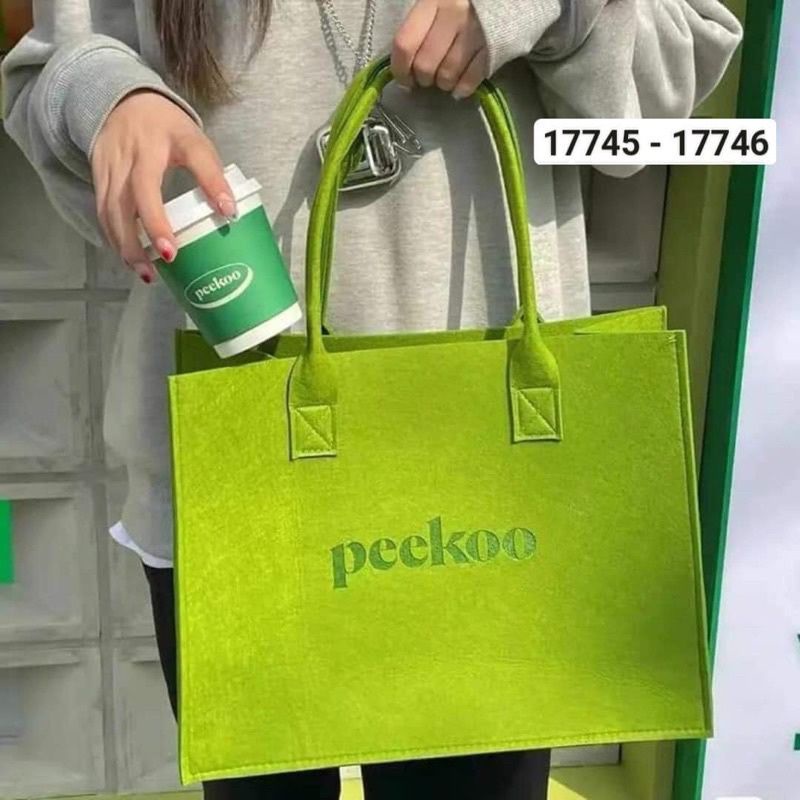 Túi Xách Tay Nữ Bản To Xanh Lá PEKOO Nội Địa Trung Hot Trend 2022 Túi Tote Đeo Vai Thời Trang Đơn Giản