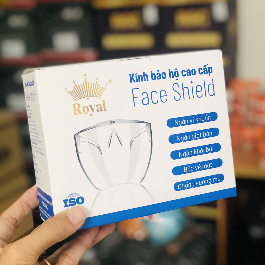 Kính bảo hộ cao cấp Royal Asia face shield phòng chống giọt bắn, chống bui mưa đi xe máy màu trong suốt