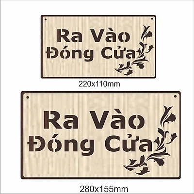 Bảng Gỗ Treo cửa nhắc nhở:  Ra Vào Đóng Cửa, Bảng Gỗ Decor Ra Vào Nhớ Đóng Cửa