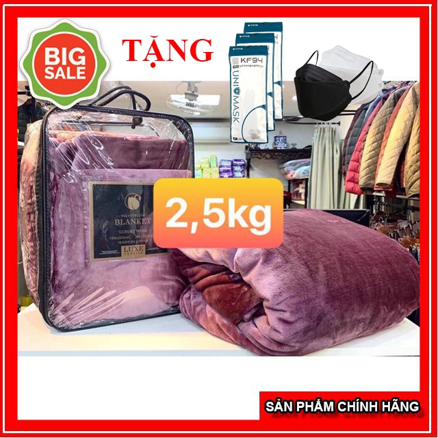 (CHĂN 2.5KG) CHĂN LÔNG THỎ BLANKET LOẠI DÀY CÓ TÚI ĐỰNG, KÍCH THƯỚC RỘNG 2mx2m3