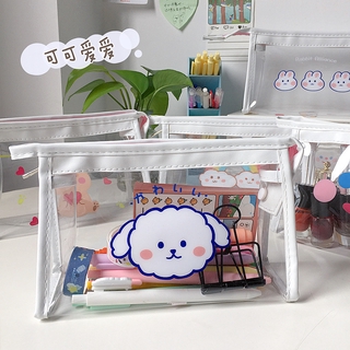 Clear Makeup Bag Pencil Student Case Pencil Ins Waterproof Zipper Bag Portable Travel Bag Rabbit Bag Bag Cute Bear Girl Bag
