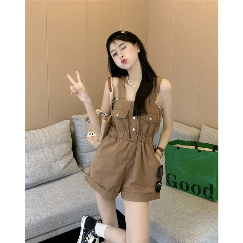 Jumpsuit Denim Dáng Rộng Thời Trang Mùa Hè Dễ Phối Đồ Cho Nữ