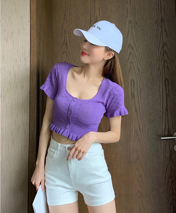 Áo Lửng Ngắn Tay Phong Cách Trẻ Trung Quyến Rũ Dành Cho Nữ