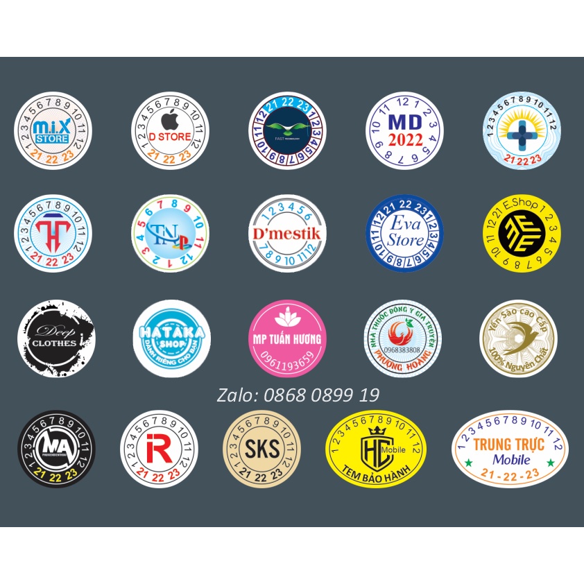 In tem vỡ, tem bảo hành và niêm phong, cắt bế theo yêu cầu riêng, miễn phí thiết kế trước khi đặt shopee