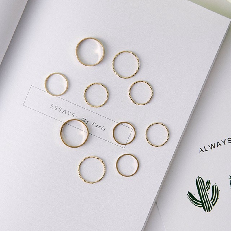 bộ 10 chiếc nhẫn đơn giản bộ nhẫn hàn quốc