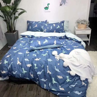 Set chăn ga gối cotton princess khủng long xanh