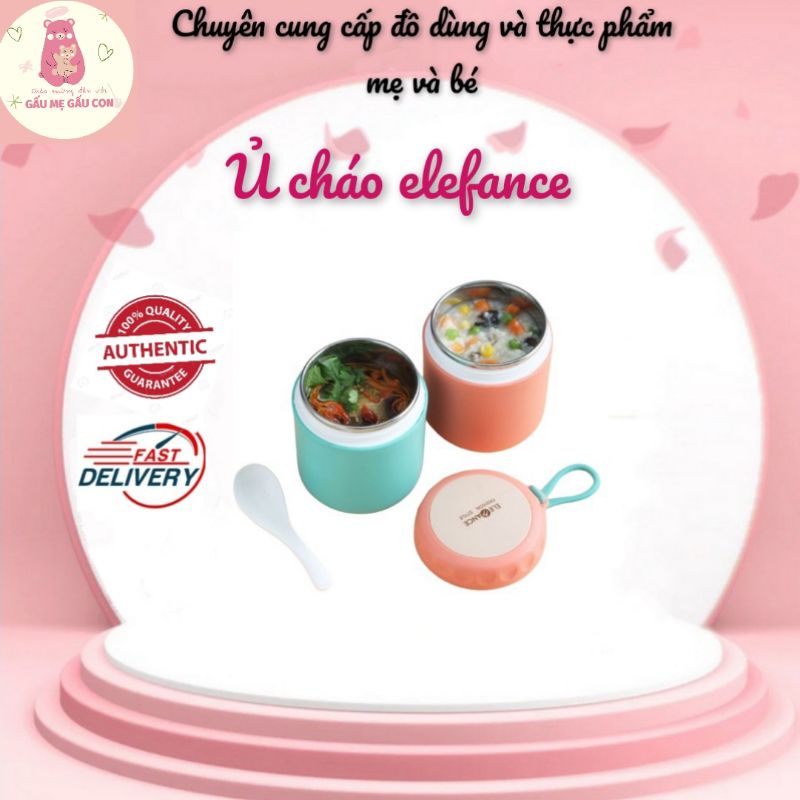 Bình ủ cháo cho bé elefance, hàng chính hãng chất lượng, dung tích 500ml,ủ cháo, giữ nóng thức ăn đi làm, đi học