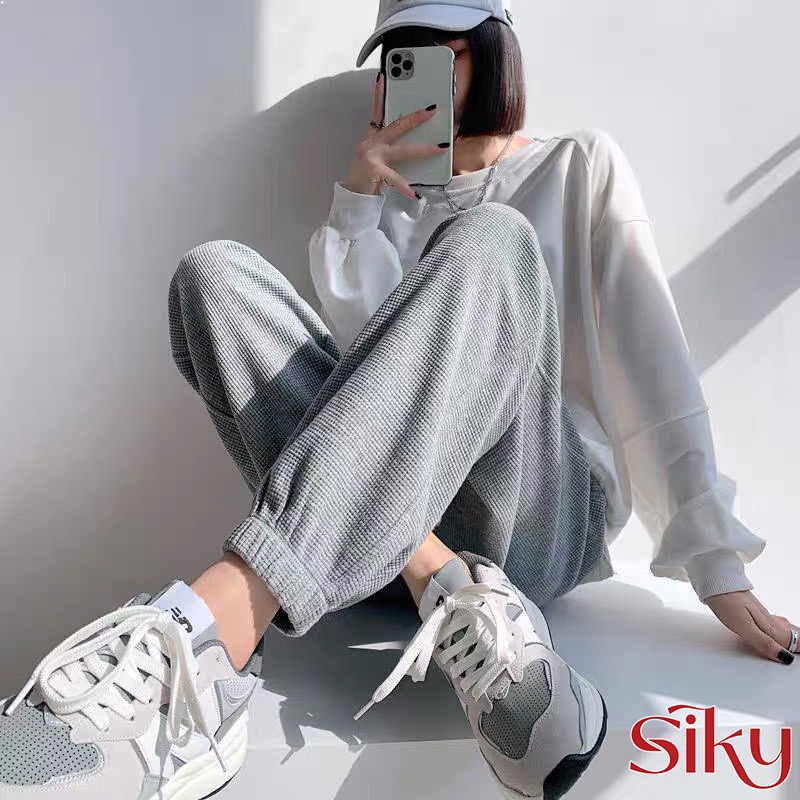 Quần jogger nữ SIKY ống rộng, bo chun, chất liệu nỉ tổ ông siêu xinh - 010 JO10