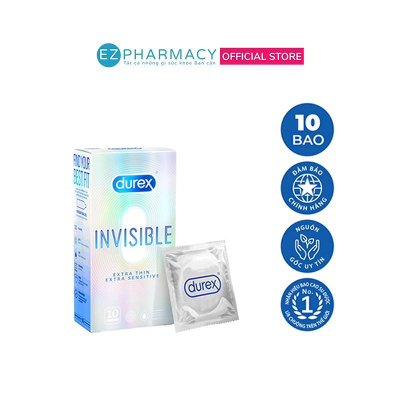 Bao cao su Durex Invisible Extra Sensitive Hộp 10 Bao