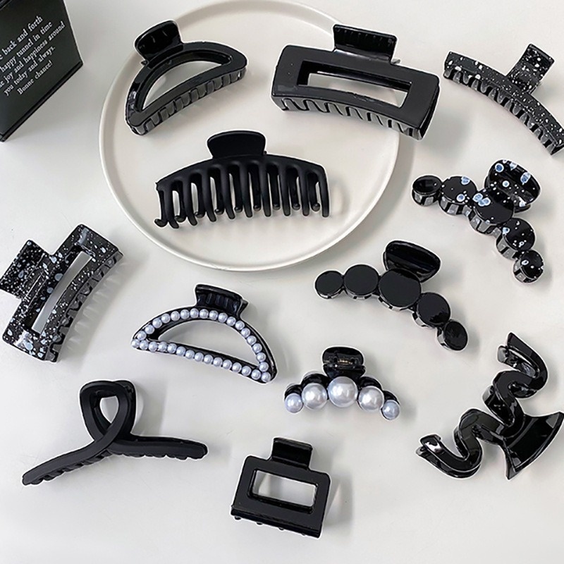 Kẹp Tóc Màu Đen Đơn Giản Thời Trang Hàn Quốc Dành Cho Nữ