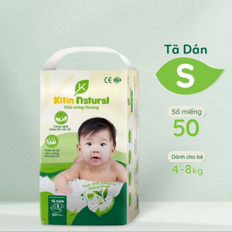 Tã/Bỉm dán Kitin Natural size Nb56/S50/M44/L4