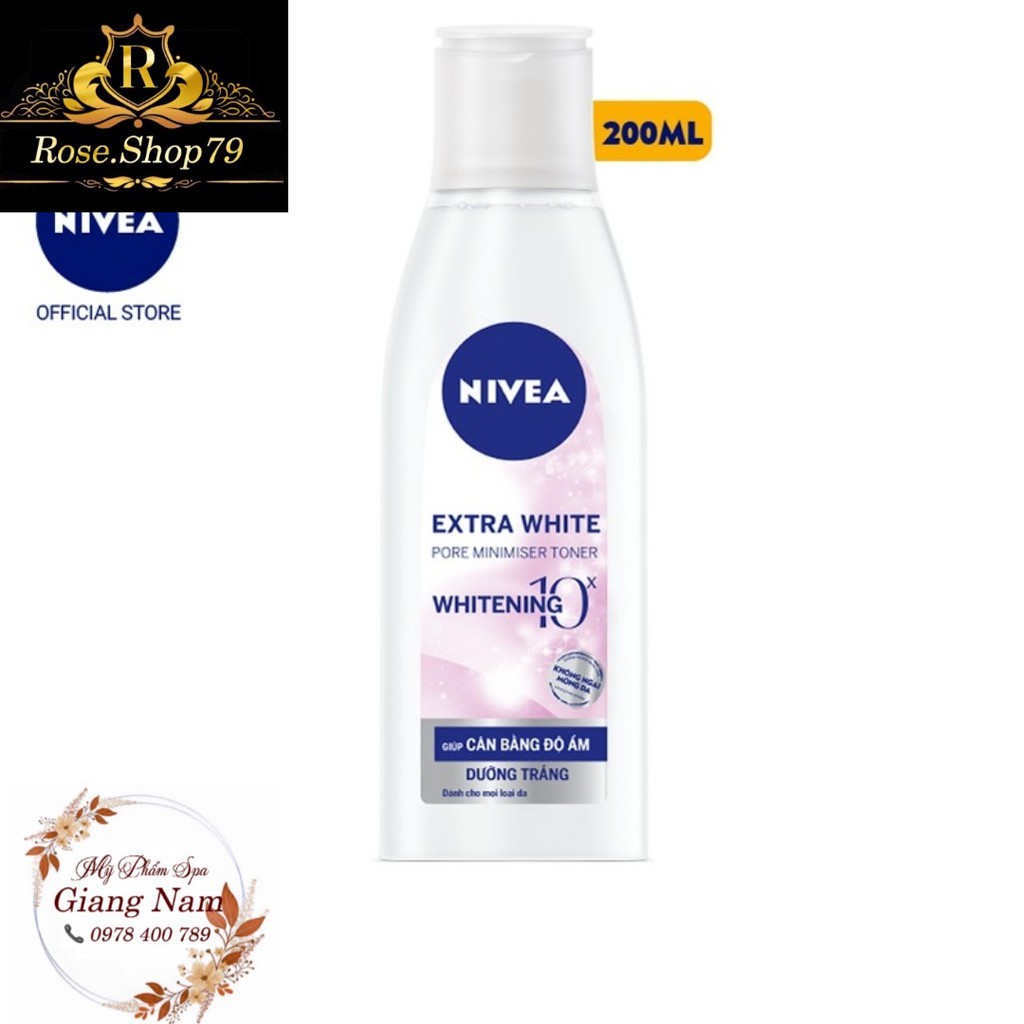 Nước hoa hồng NIVEA Extra White dưỡng trắng da & se khít lỗ chân lông (200ml)