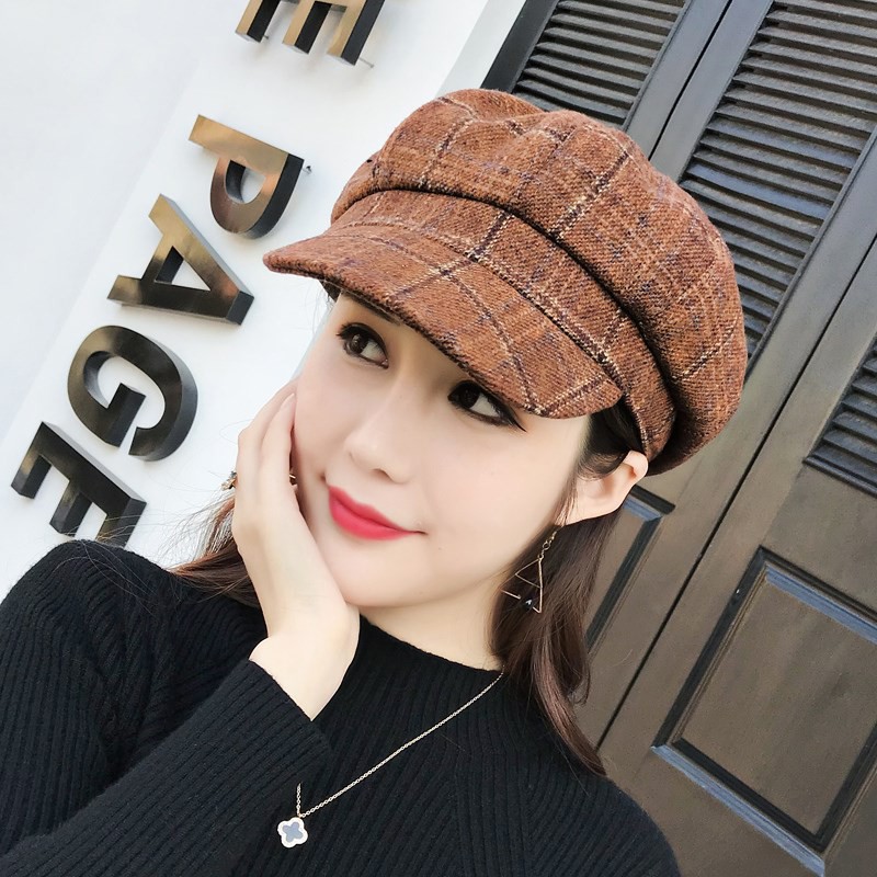Mũ nồi Beret Sọc caro CAO CẤP - Nón nữ style Vintage Kiểu lưỡi trai thời trang