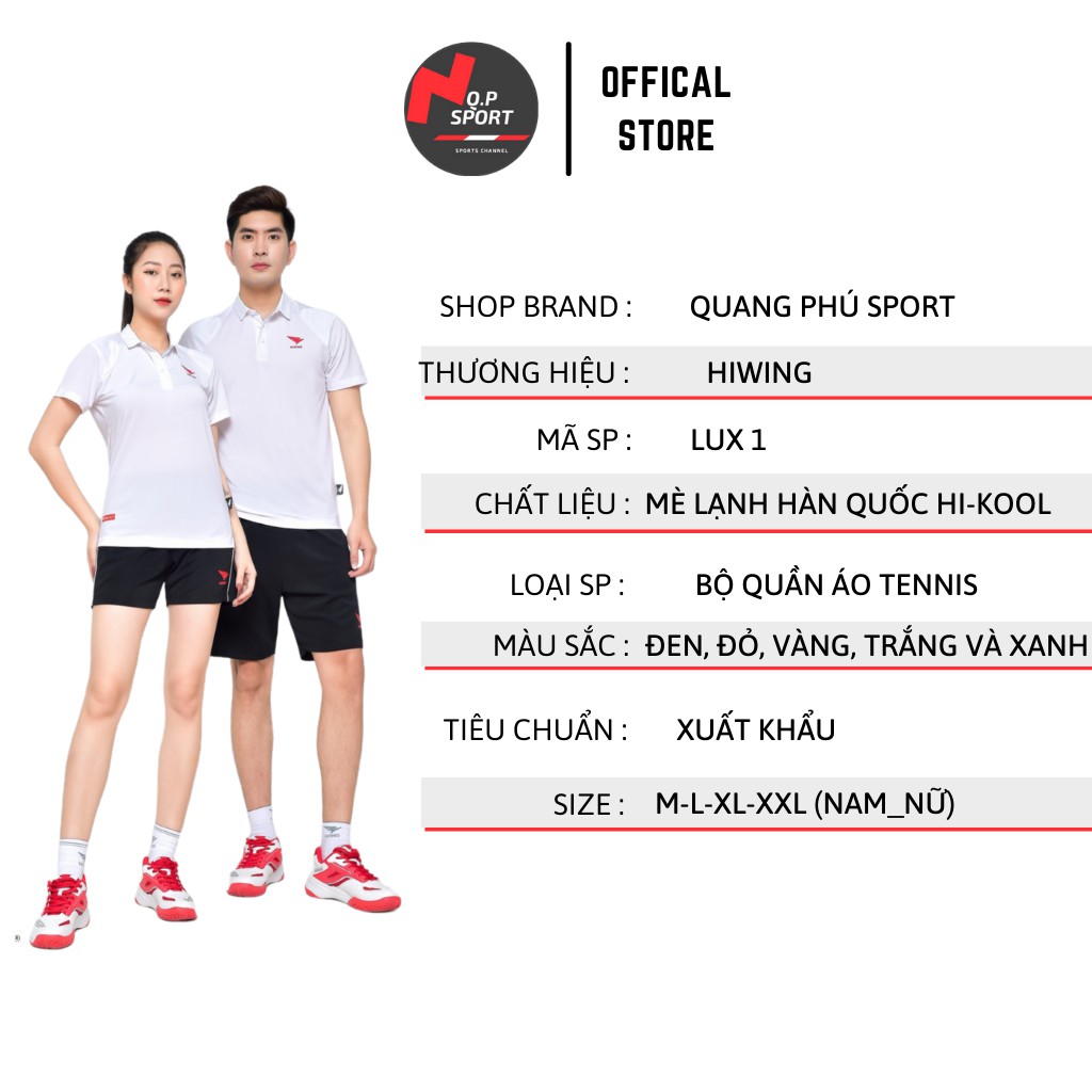 Áo Tennis, Áo Cầu Lông Nam Nữ Thương Hiệu HIWING Chất Liệu Mè Lạnh Hàn Quốc HI-KOOL Cao Cấp Mẫu LUX 1_Tặng Quà