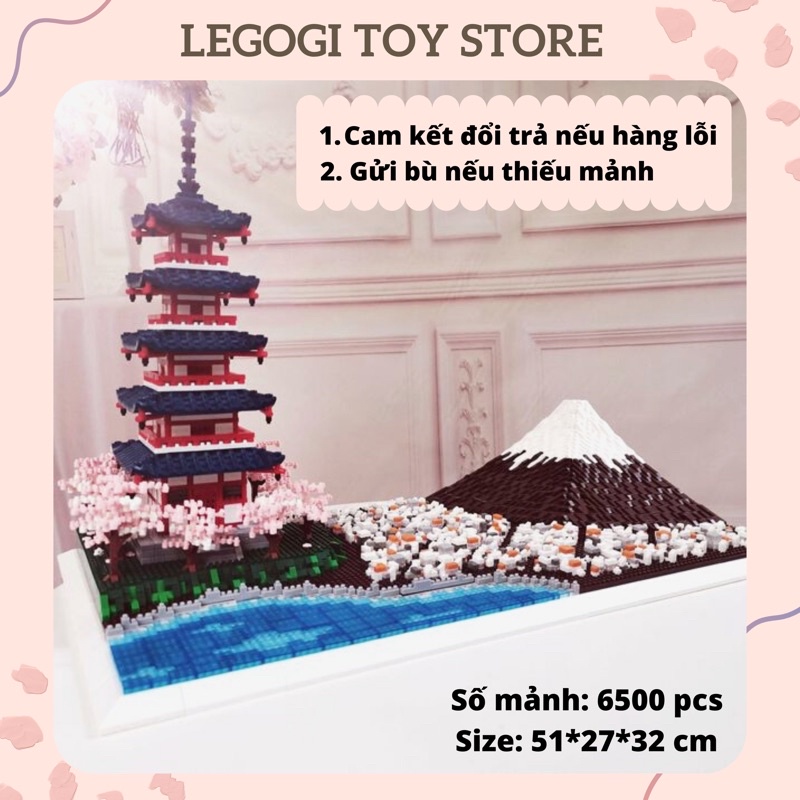 Đồ chơi lắp ráp Legogi NÚI PHÚ SĨ SAKURA NHẬT BẢN 6500 mảnh mô hình lắp ghép ZRK 7829