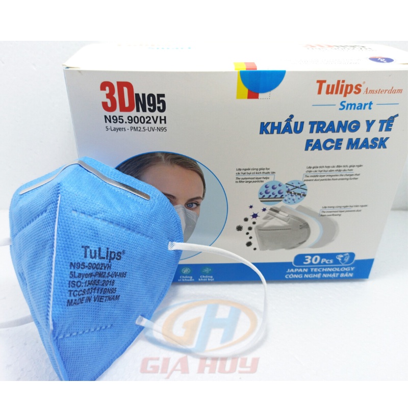 Hộp 30 chiếc khẩu trang N95 chống bụi mịn và tránh lây bệnh hô hấp -Tuylip 9002VH