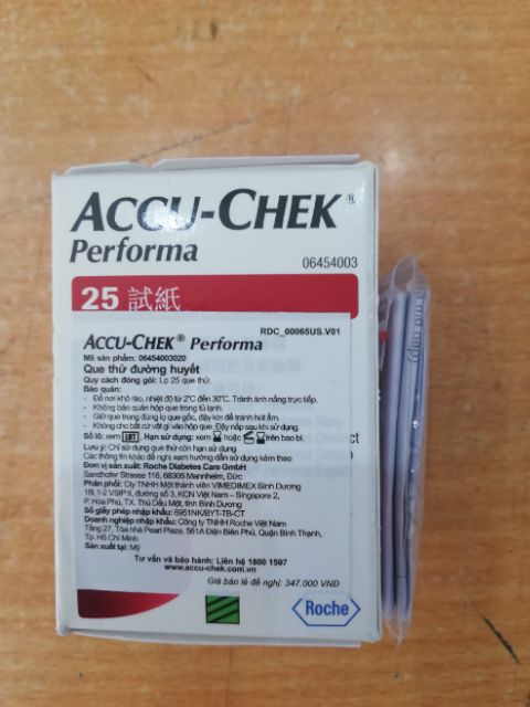 Que thử đường huyết Accu-chek Performa (có code 25 que)