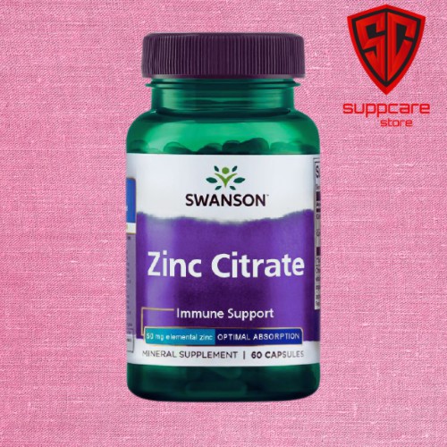 Vitamin Zinc | Swanson Zinc Citrate 50mg Immune Support [60 Viên] | Tăng Hệ Miễn Dịch - Chính Hãng