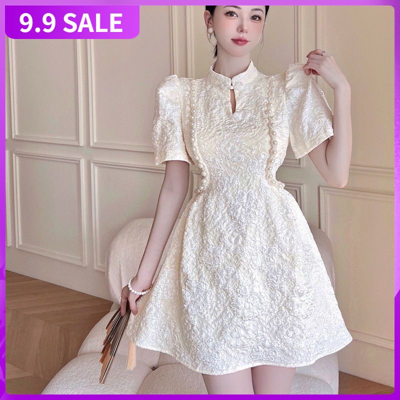 In the summer of 2022, the new popular style, improved temperament, waist-in cheongsam dress, women's dress design, minority short skirt