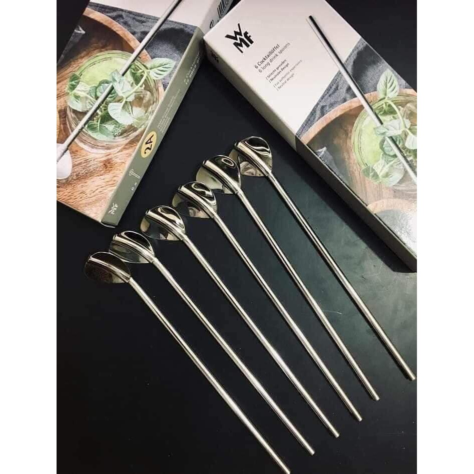 Bộ 6 ống hút thìa uống Cocktail bằng inox WMF – hàng Đức