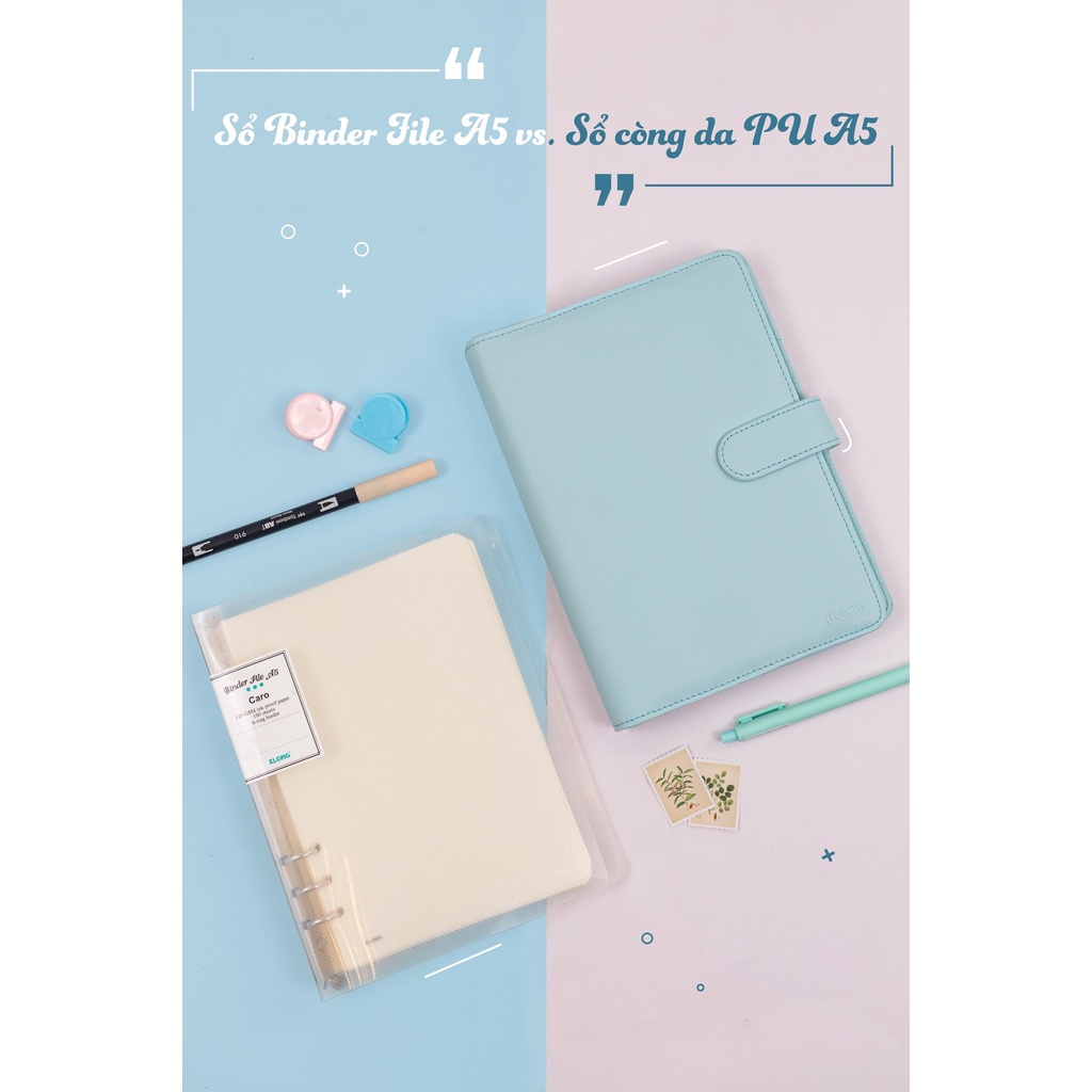 Sổ còng KLONG 6 lỗ A5 bìa nhựa/ bìa da giấy dày 120GSM refill giấy dễ dàng
