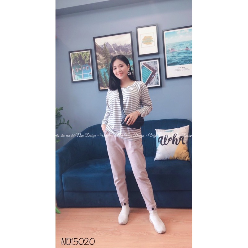 Áo cho con bú cotton kẻ