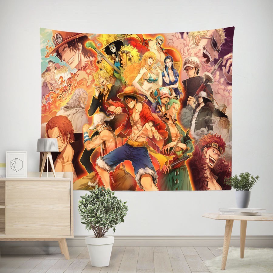[90k size 1m3*1m5] Tranh vải treo tường anime one piece - Tranh vải decor Naruto [TẶNG móc dán tường, đinh]