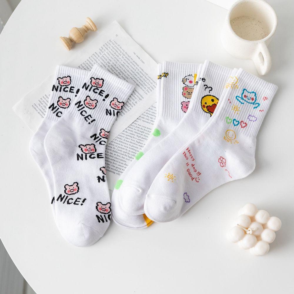 Vớ Thể Thao Thoáng Khí In Họa Tiết Chú Vịt / Gấu Graffiti 2Lip Cho Nữ