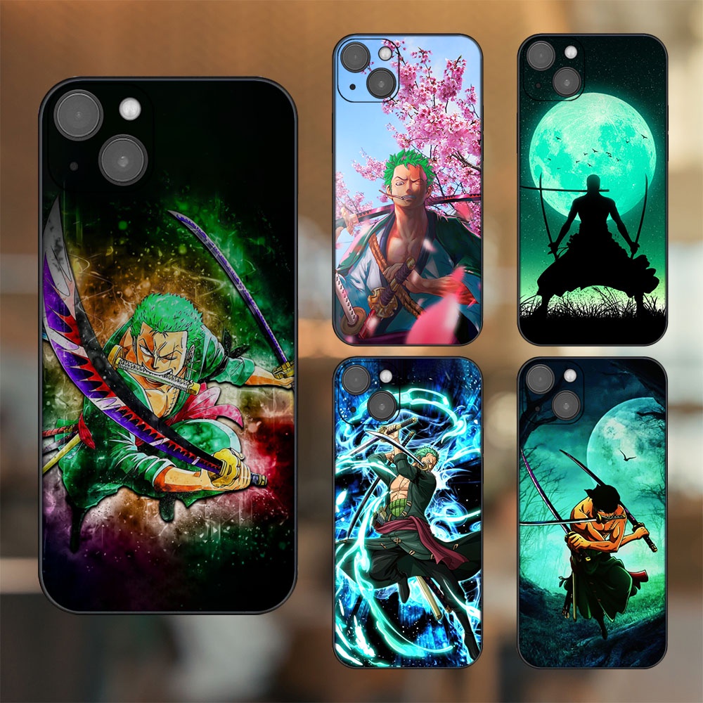 Ốp lưng iPhone 14 Plus dẻo đen cạnh vuông in hình Zoro One Piece