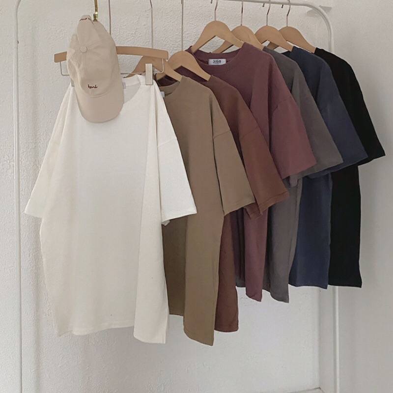 Áo thun nữ trơn form rộng tay lỡ 3158 cotton khô mịn dáng dài mặc giấu quần