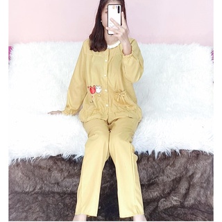 Bộ kate lụa nhún bèo - quần dài - ẢNH THẬT