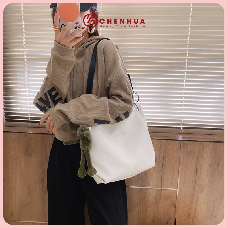 Túi đeo chéo túi đeo vai nữ ChenHua vải canvas trơn đựng a4 đi học đi chơi dây túi đeo vai da pu cao cấp TX25