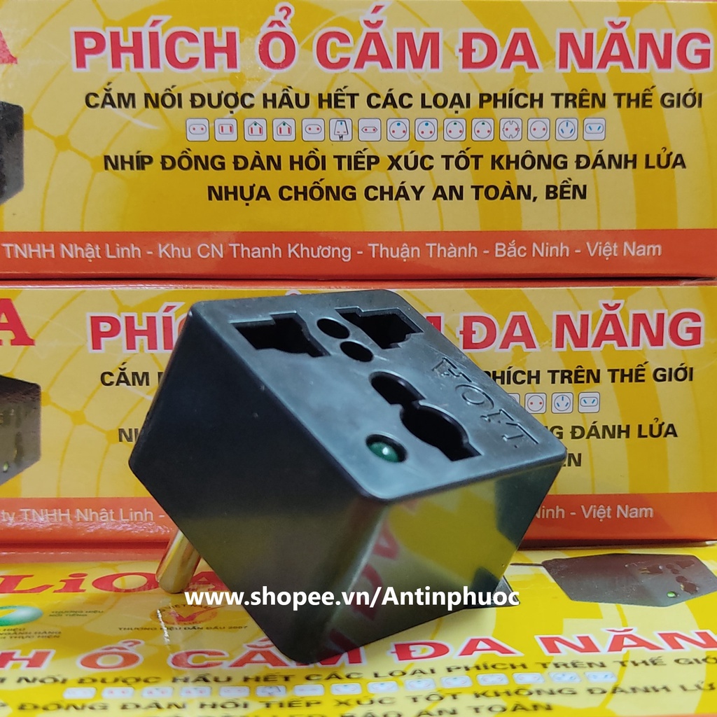 Phích ,ổ cắm Lioa chuyển 3 chân sang 2 chân - Đầu chuyển đổi đa năng Lioa 3 chấu sang 2 chấu