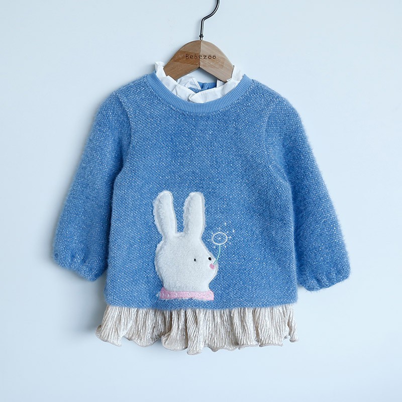 Áo bé gái Hàn Quốc Bebezoo dài tay _ Blue rabbit