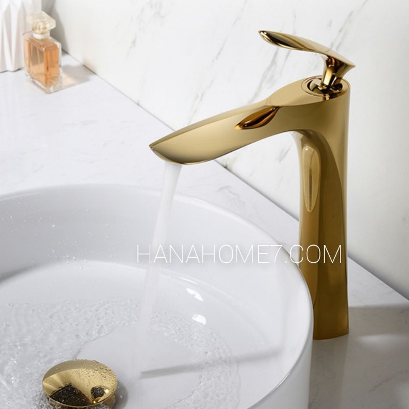VÒI LAVABO CHIẾC LÁ VÀNG CAO 30CM