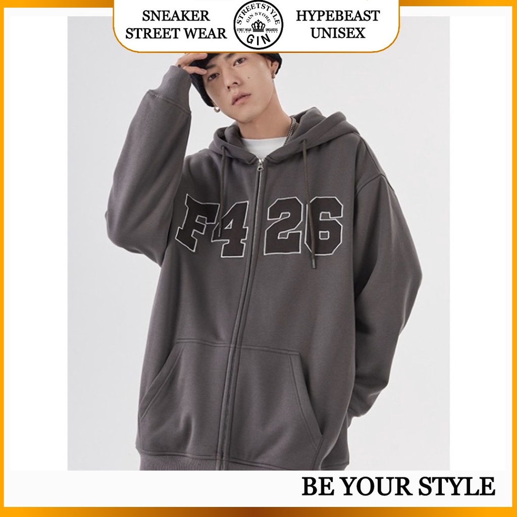 Áo khoác áo hoodies zip F426 chất nỉ ngoại khoá kéo ullzang Unisex - Gin Store