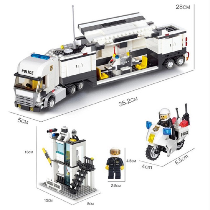 (Hộp Nặng) Lắp Ráp Xếp Hình LEGO POLICE Xe Cảnh Sát Tuần Tra Di Động Của Sở Cảnh Sát Trạm cảnh sát cơ động Kaizhi 6727