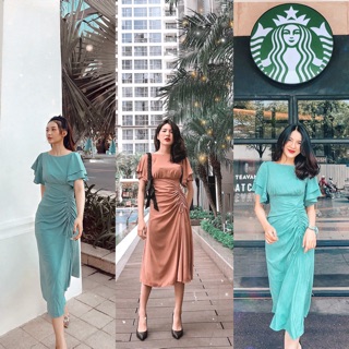 Đầm công sở dự tiệc maxi tay rũ rút thân