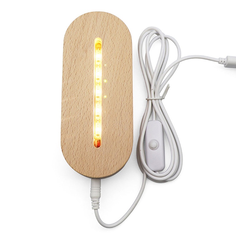 Sa Đế Đèn Ngủ LED Bằng Gỗ Trơn Cổng USB