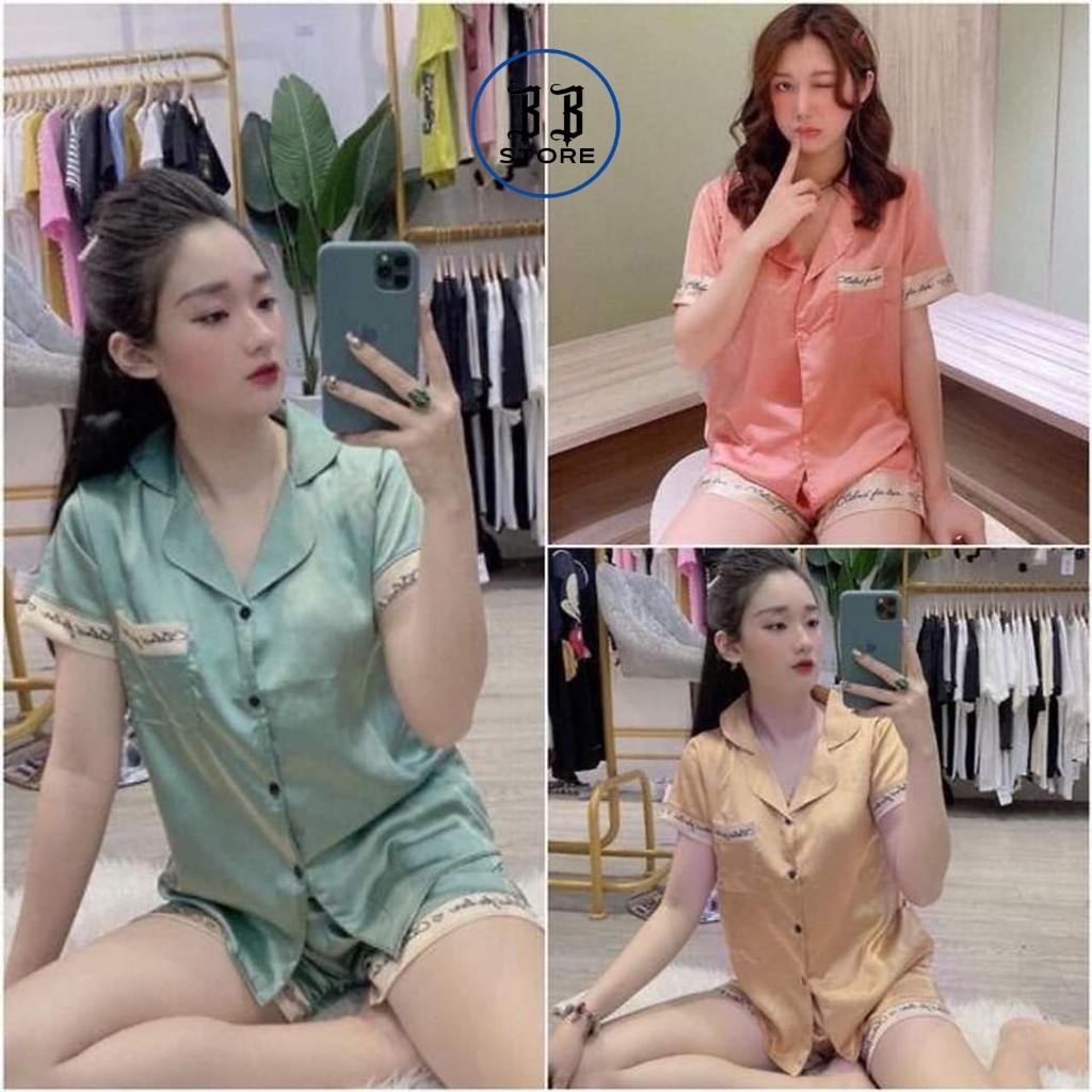 Bộ Pijama Lụa Cộc Tay, Bộ Ngủ lụa, Bộ Mặc Nhà Lụa Cộc Tay Cao Cấp Hàng Thiết Kế Có Size, Quần có túi Chất Lụa Mịn Mát