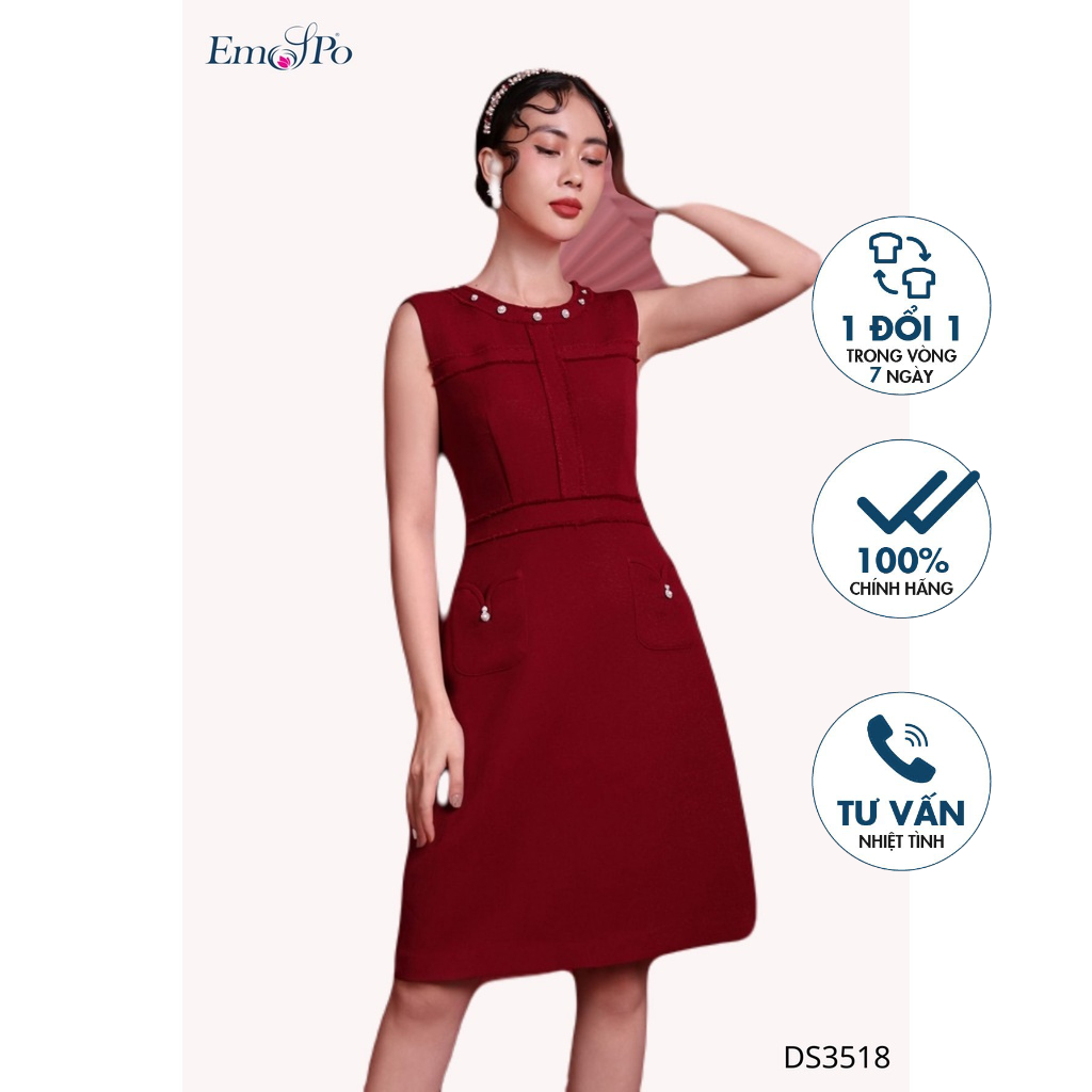 Đầm cổ tròn, sát nách Emspo DS3518