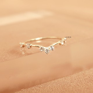 Nhẫn 3 đá hạt thóc gắn đá cách BẠC S925 LANN R228