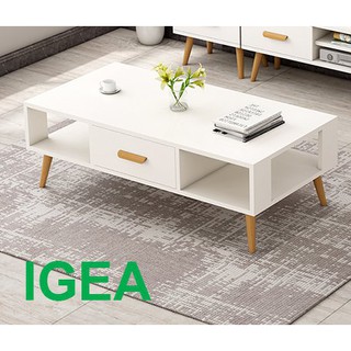 Bàn trà sofa Bắc Âu màu trắng - vân sồi