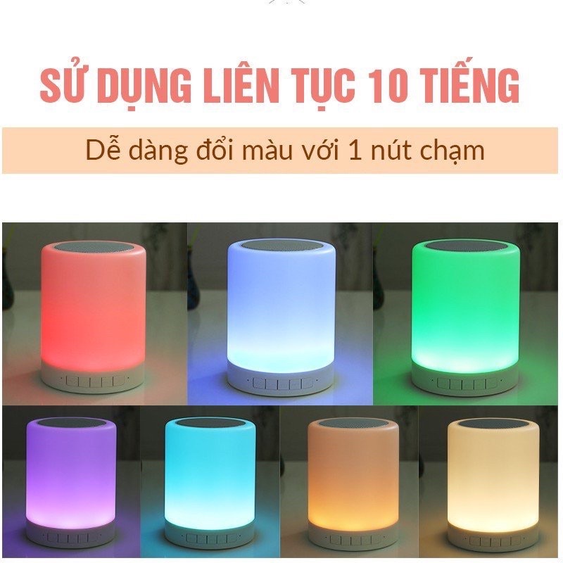 Loa Bluetooth Đèn Ngủ, Loa Bluetooth Đồng Hồ Báo Thức Kết Hợp Đèn Led Cảm Ứng Đổi Màu Theo Nhạc
