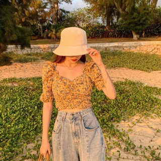 ✨Áo Kiểu Cổ V Dún Ngực Hoa