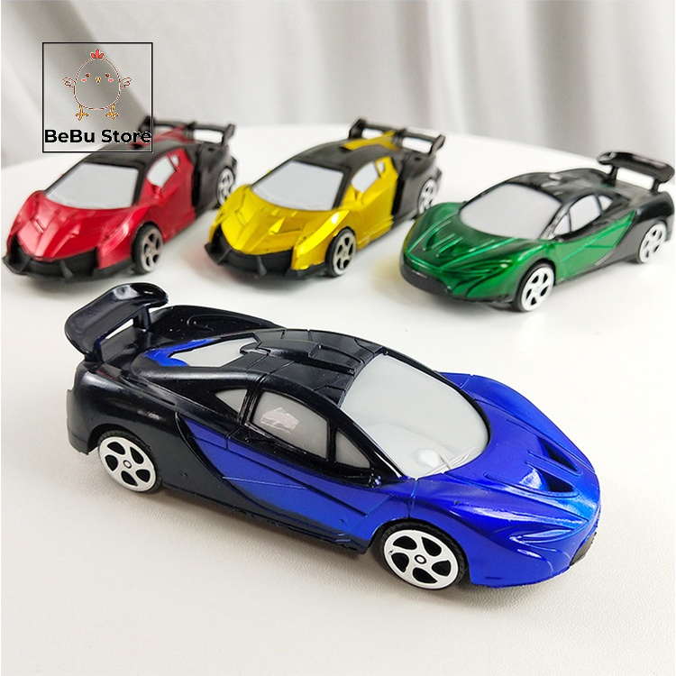 Đồ chơi bé trai - Set 4 chiếc Xe hơi đồ chơi chạy cót bằng nhựa plastic siêu dai - Kiểu dáng xe đua