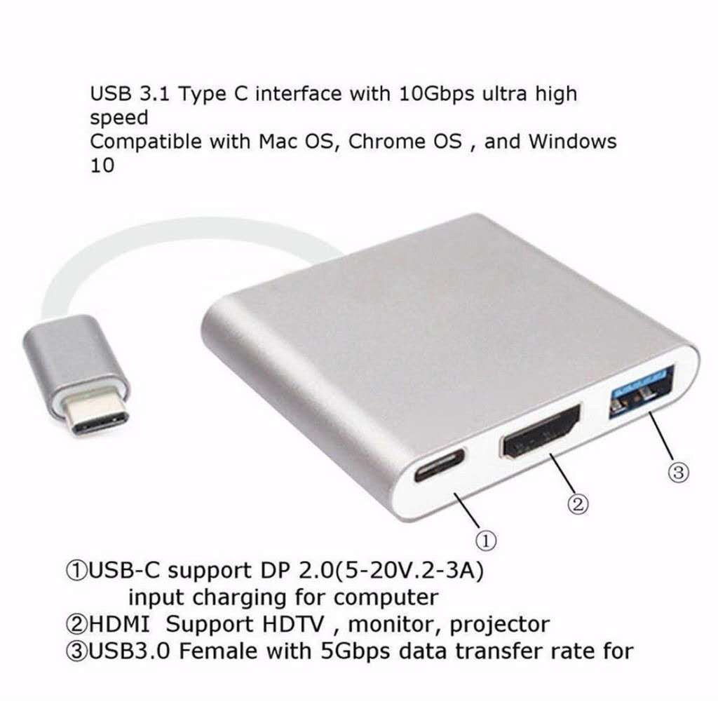 Bộ Chuyển Đổi Usb-C 3.1 Thunderbolt 3 Sang Hdmi 4k Usb-C Hub Cho Macbook Ipad Pro 202