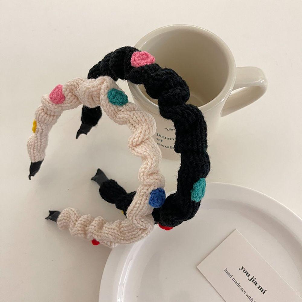 TWINKLE Cài Tóc Đan Len Họa Tiết Hoa Màu Kẹo Ngọt Phong Cách Retro Dễ Thương Cho Nữ