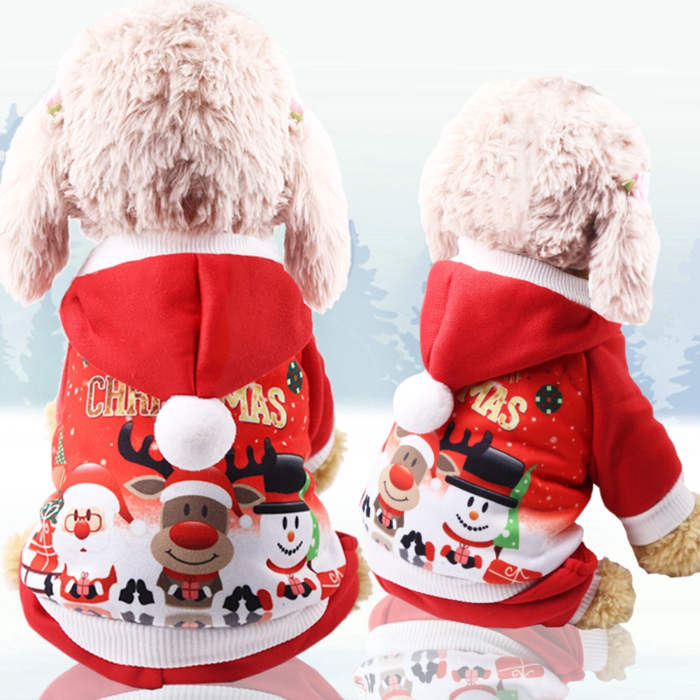 Áo khoác giữ ấm kiểu ông già Noel bằng vải cotton nhung thời trang thu đông hàng mới 2019 dành cho cún cưng mèo cưng