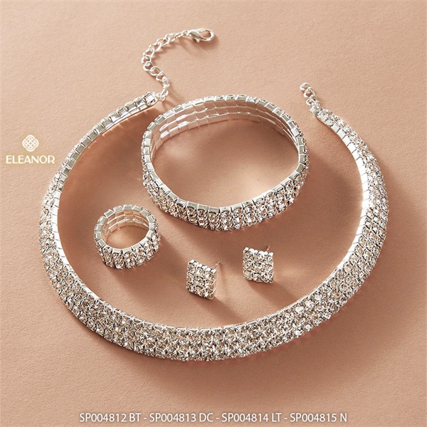 Dây chuyền vòng tay bông tai nhẫn nữ Eleanor Accessories bộ trang sức đính đá phụ kiện trang sức 4812